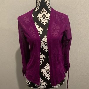 Chico’s purple sheer open cardigan NWT